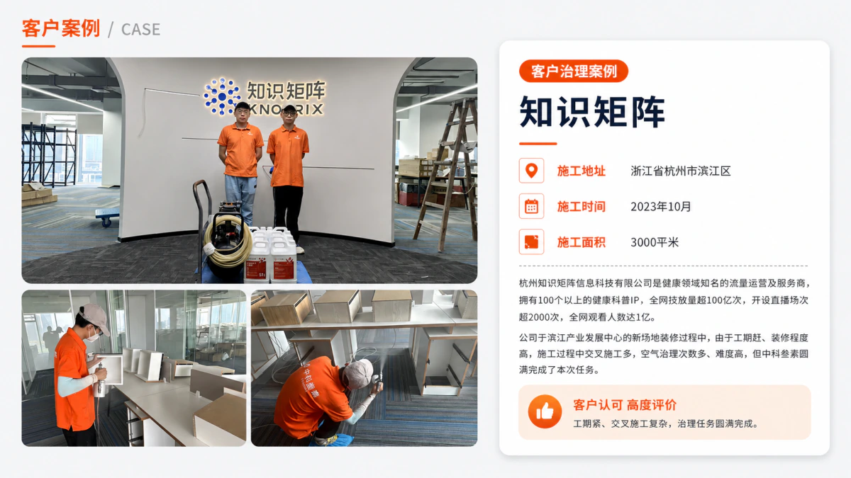 杭州知识矩阵信息科技公司室内空气治理案例